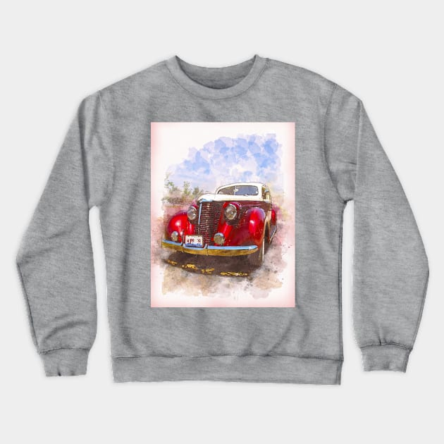 watercolor rendering of retro car Crewneck Sweatshirt by tedsox